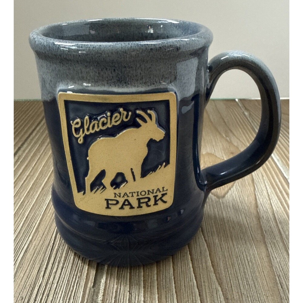 Deneen Pottery Hand Made USA 2022 Stoneware CoffeeMug Glacier National Park Blue